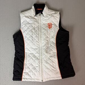 G-III San Francisco Giants Quilted Vest Women M White Black Orange MLB Full Zip